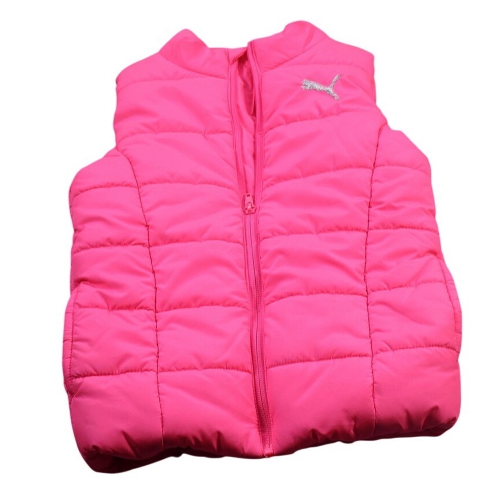 Puma Puffer Vest‎ Kids 5-6 Pink Quilted Insulated Sleeveless Warm Jacket